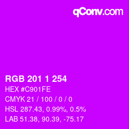 颜色代码: RGB 201 1 254 | qconv.com