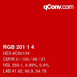 カラーコード: RGB 201 1 4 | qconv.com