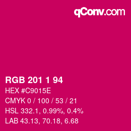 Color code: RGB 201 1 94 | qconv.com