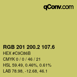 カラーコード: RGB 201 200.2 107.6 | qconv.com
