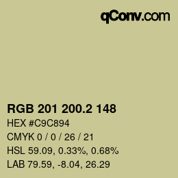 カラーコード: RGB 201 200.2 148 | qconv.com
