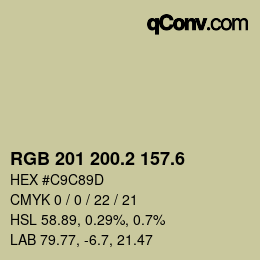 カラーコード: RGB 201 200.2 157.6 | qconv.com