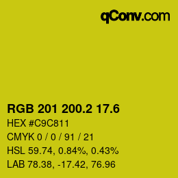 カラーコード: RGB 201 200.2 17.6 | qconv.com