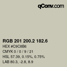 カラーコード: RGB 201 200.2 182.6 | qconv.com