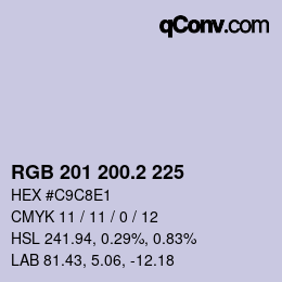 カラーコード: RGB 201 200.2 225 | qconv.com