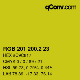 カラーコード: RGB 201 200.2 23 | qconv.com