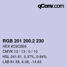 カラーコード: RGB 201 200.2 230 | qconv.com