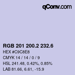 カラーコード: RGB 201 200.2 232.6 | qconv.com