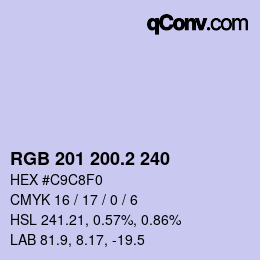 カラーコード: RGB 201 200.2 240 | qconv.com