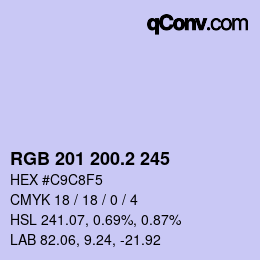 カラーコード: RGB 201 200.2 245 | qconv.com