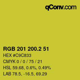 カラーコード: RGB 201 200.2 51 | qconv.com