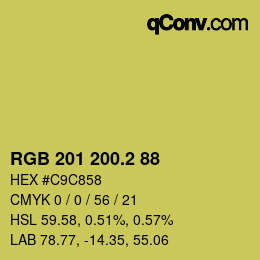カラーコード: RGB 201 200.2 88 | qconv.com