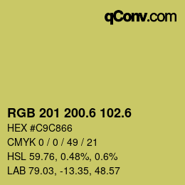 カラーコード: RGB 201 200.6 102.6 | qconv.com