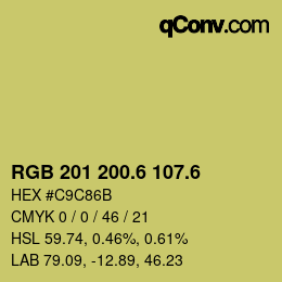 カラーコード: RGB 201 200.6 107.6 | qconv.com