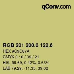 カラーコード: RGB 201 200.6 122.6 | qconv.com