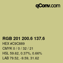 カラーコード: RGB 201 200.6 137.6 | qconv.com