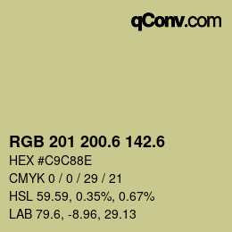 カラーコード: RGB 201 200.6 142.6 | qconv.com