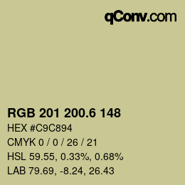 カラーコード: RGB 201 200.6 148 | qconv.com