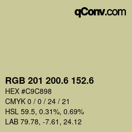 カラーコード: RGB 201 200.6 152.6 | qconv.com