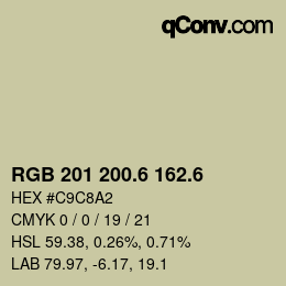 カラーコード: RGB 201 200.6 162.6 | qconv.com