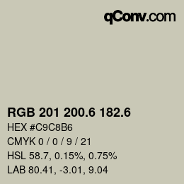 カラーコード: RGB 201 200.6 182.6 | qconv.com