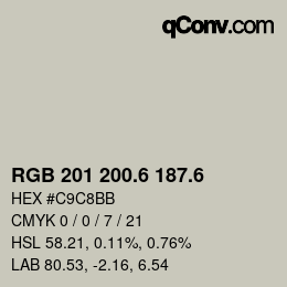 カラーコード: RGB 201 200.6 187.6 | qconv.com