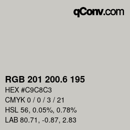 カラーコード: RGB 201 200.6 195 | qconv.com