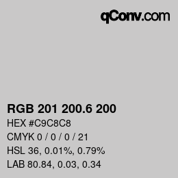 カラーコード: RGB 201 200.6 200 | qconv.com