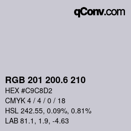 カラーコード: RGB 201 200.6 210 | qconv.com