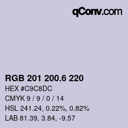 カラーコード: RGB 201 200.6 220 | qconv.com