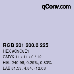 カラーコード: RGB 201 200.6 225 | qconv.com