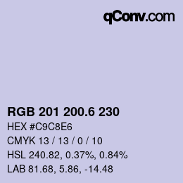 カラーコード: RGB 201 200.6 230 | qconv.com
