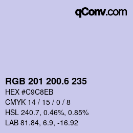 カラーコード: RGB 201 200.6 235 | qconv.com
