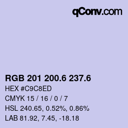カラーコード: RGB 201 200.6 237.6 | qconv.com