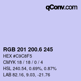 カラーコード: RGB 201 200.6 245 | qconv.com