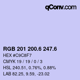 カラーコード: RGB 201 200.6 247.6 | qconv.com