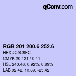 カラーコード: RGB 201 200.6 252.6 | qconv.com