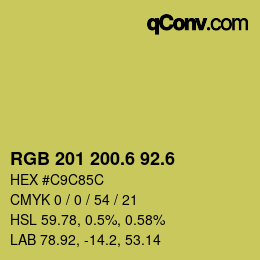 カラーコード: RGB 201 200.6 92.6 | qconv.com