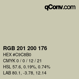カラーコード: RGB 201 200 176 | qconv.com