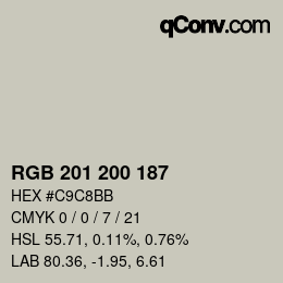 Color code: RGB 201 200 187 | qconv.com