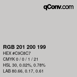 Color code: RGB 201 200 199 | qconv.com