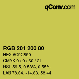 カラーコード: RGB 201 200 80 | qconv.com