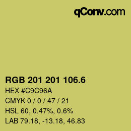 カラーコード: RGB 201 201 106.6 | qconv.com