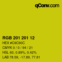 Color code: RGB 201 201 12 | qconv.com