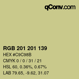 Color code: RGB 201 201 139 | qconv.com