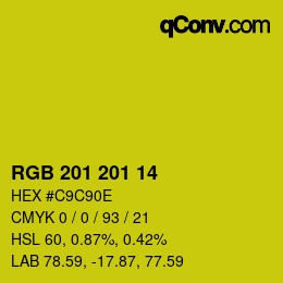 Color code: RGB 201 201 14 | qconv.com