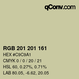 カラーコード: RGB 201 201 161 | qconv.com