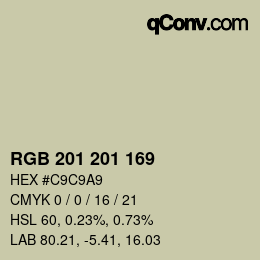 Color code: RGB 201 201 169 | qconv.com
