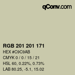 Color code: RGB 201 201 171 | qconv.com