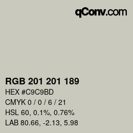 Color code: RGB 201 201 189 | qconv.com